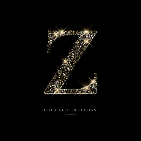 Glittering golden letters on a black background,shiny letters.のイラスト素材