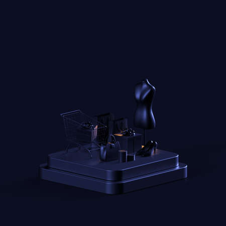 3d render black friday sale on blue background, luxury shopping objectの写真素材