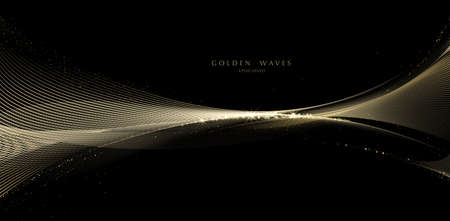 golden wave background, luxury gold linesのイラスト素材