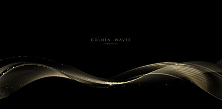 golden wave background, luxury gold linesのイラスト素材