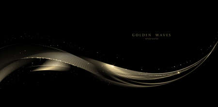 golden wave background, luxury gold linesのイラスト素材