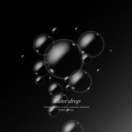 transparent water droplets, water drop objects.のイラスト素材