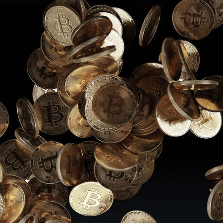 3D render bitcoin concept. New virtual money. Crypto currency.