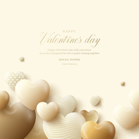 Happy Valentine's Day. Background with Realistic Hearts.のイラスト素材