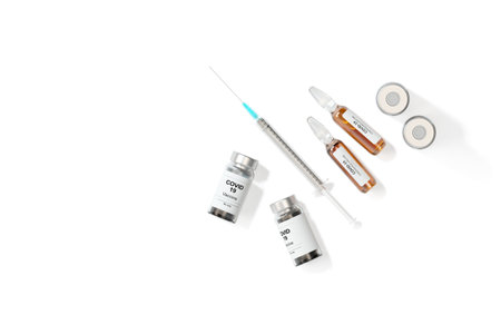 3d render vaccination, covid-19 vaccine.の写真素材