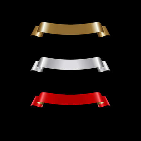 Ribbon Set In Isolated For Celebration, luxury golden ribbon setのイラスト素材