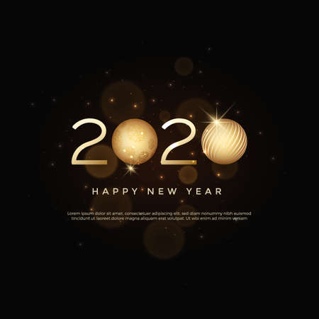 Happy New Year 2020 logo text design. greeting cards or print.のイラスト素材
