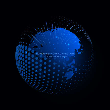 Connection lines Around Earth Globe. Communication technology for internet business.のイラスト素材