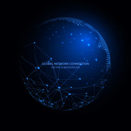 Connection lines Around Earth Globe. Communication technology for internet business.のイラスト素材