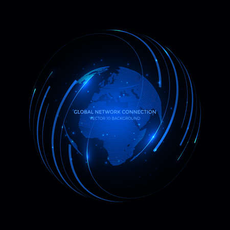 Connection lines Around Earth Globe. Communication technology for internet business.のイラスト素材