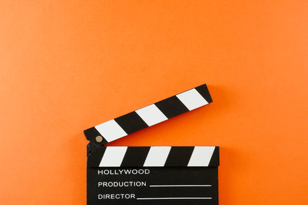 movie, cinema video concept. movie clapper board with copy space.の写真素材