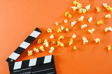 movie, cinema video concept. movie clapper board with copy space.の写真素材