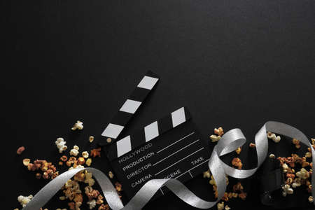 movie, cinema video concept. movie clapper board with copy space.の写真素材