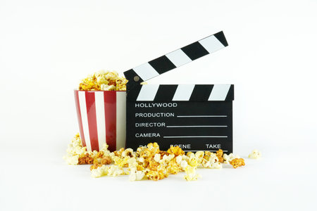 movie, cinema video concept. movie clapper board with copy space.の写真素材