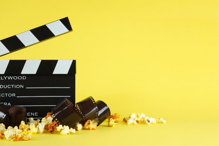 movie, cinema video concept. movie clapper board with copy space.の写真素材