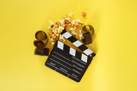 movie, cinema video concept. movie clapper board with copy space.の写真素材