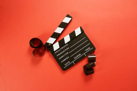 movie, cinema video concept. movie clapper board with copy space.の写真素材