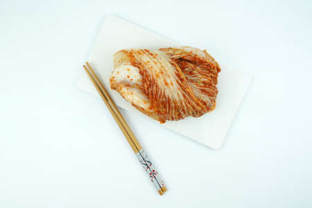 korean traditional cuisine, kimchi on white backgroundの写真素材