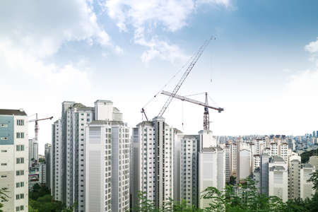 Construction and Building, power plant construction, Architectural landscape of building in central townの写真素材