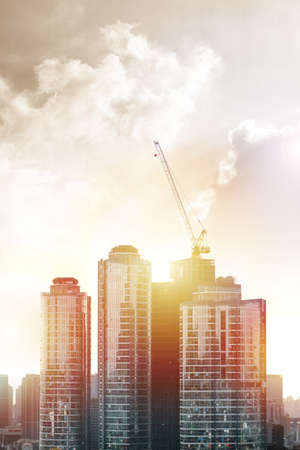 Construction and Building, power plant construction, Architectural landscape of building in central townの写真素材