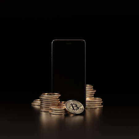 3D render bitcoin concept. New virtual money. Crypto currency.