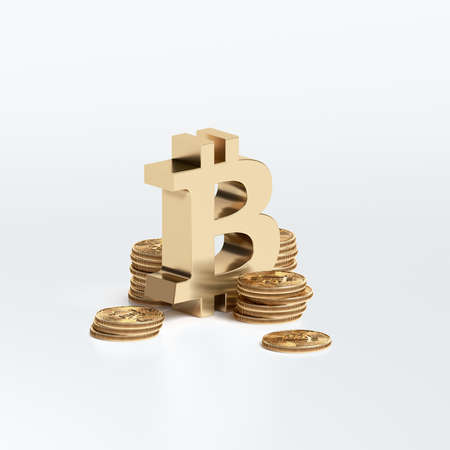 3D render bitcoin concept. New virtual money. Crypto currency.