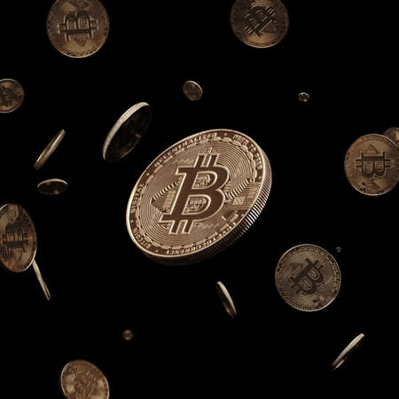 3D render bitcoin concept. New virtual money. Crypto currency.