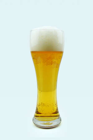 Full beer glass, A glass of cold beer macro photography, cool beer objectの写真素材