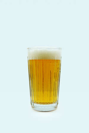 Full beer glass, A glass of cold beer macro photography, cool beer objectの写真素材