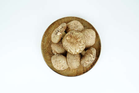 Fresh shiitake mushroom isolated,Dried mushrooms on white backgroundの写真素材