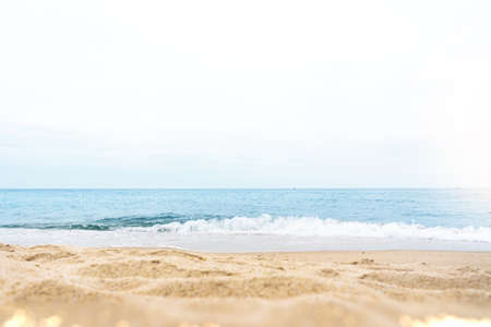wooden table top with the nature landscape, summer frame and free space for text, summer backgroundの写真素材