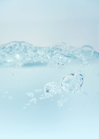 transparent water droplets, clean bubblesの写真素材