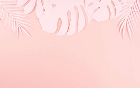 paper cutting palm leaves, paper concept of tropical summerの写真素材