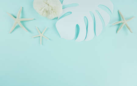 paper cutting palm leaves, paper concept of tropical summerの写真素材