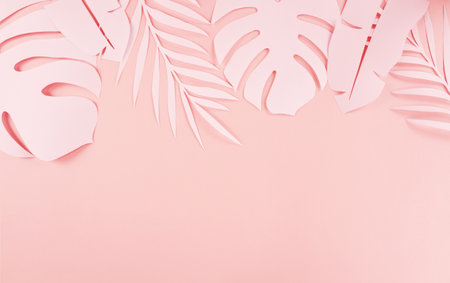 paper cutting palm leaves, paper concept of tropical summerの写真素材