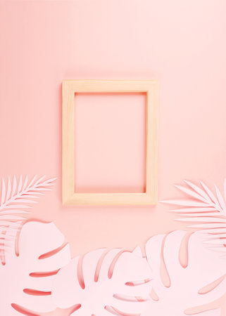 paper cutting palm leaves, paper concept of tropical summerの写真素材