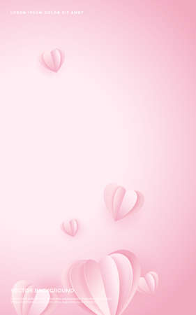 Cute heart pattern background. Paper lovely day. Romantic happy valentines day paper art.のイラスト素材