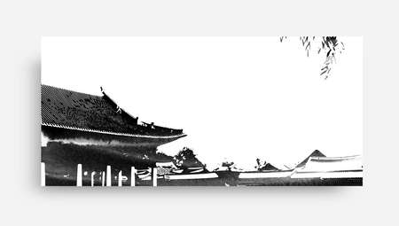 Korean traditional background, calligraphy paintingの写真素材
