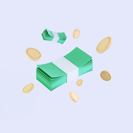 3d rendering coin objects, Simple financial related iconsの写真素材