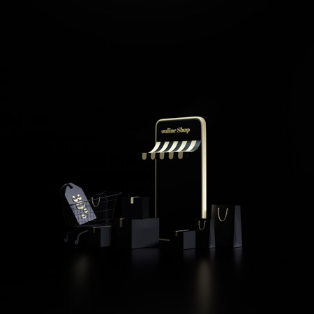3d rendering Black friday sale background. banner,poster,podium on black background.の写真素材