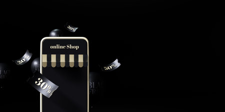 3d rendering Black friday sale background. banner,poster,podium on black background.の写真素材