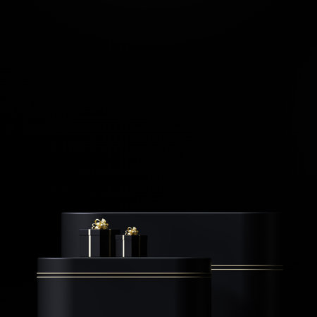 3d rendering Black friday sale background. banner,poster,podium on black background.の写真素材
