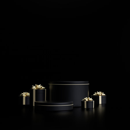 3d rendering Black friday sale background. banner,poster,podium on black background.の写真素材