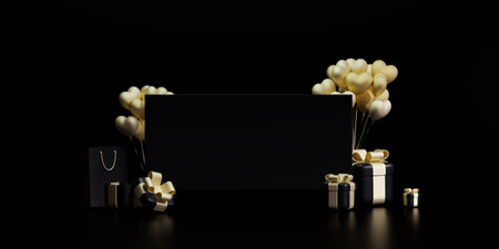 3d rendering Black friday sale background. banner,poster,podium on black background.の写真素材