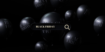3d rendering Black friday sale background. banner,poster,podium on black background.の写真素材