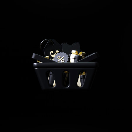 3d rendering Black friday sale background. banner,poster,podium on black background.の写真素材