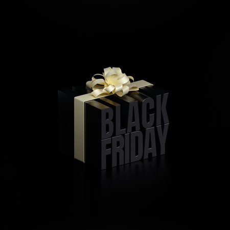 3d rendering Black friday sale background. banner,poster,podium on black background.の写真素材