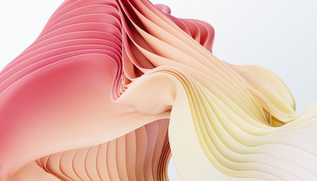 3d render, abstract background with wavy folds of paper.