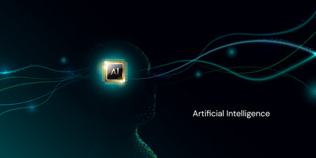 Artificial intelligence (AI), machine learning and deep learning concept. Vector illustrationのイラスト素材