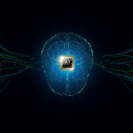 Abstract technology background with glowing particles. Vector illustration for your design.のイラスト素材